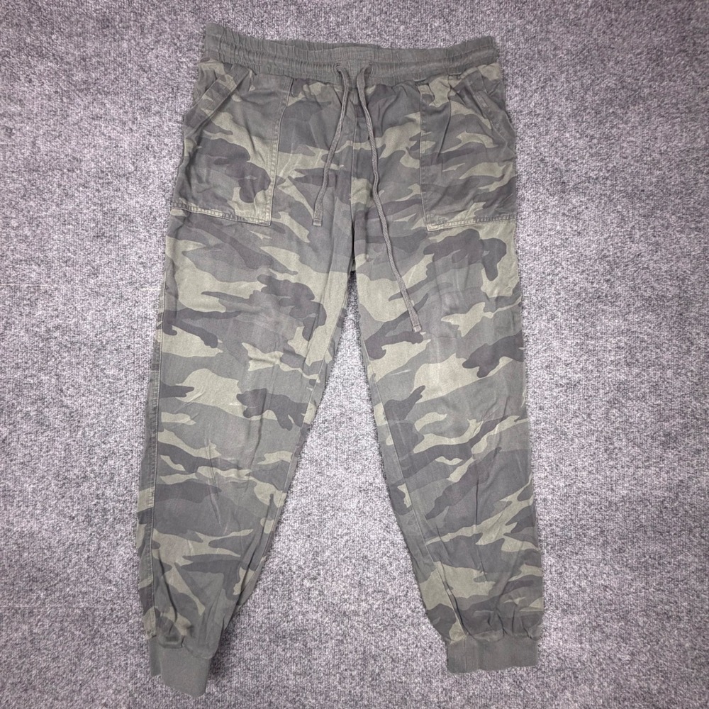 Splendid Womens Camo Print Joggers Green Gray Rayon Lounge Pants Size L 1423666
